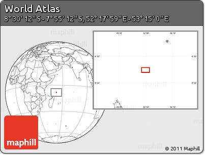 Blank Location Map of the Area around 8° 12' 42" S, 52° 46' 29" E