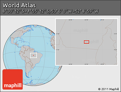 Gray Location Map of the Area around 8° 12' 42" S, 52° 37' 30" W