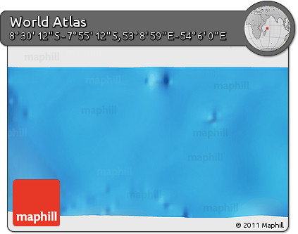 Shaded Relief 3D Map of the Area around 8° 12' 42" S, 53° 37' 30" E