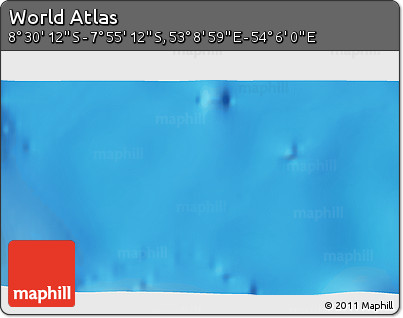 Shaded Relief 3D Map of the Area around 8° 12' 42" S, 53° 37' 30" E