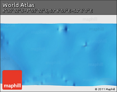 Shaded Relief 3D Map of the Area around 8° 12' 42" S, 53° 37' 30" E