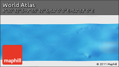 Shaded Relief Panoramic Map of the Area around 8° 12' 42" S, 54° 28' 30" E