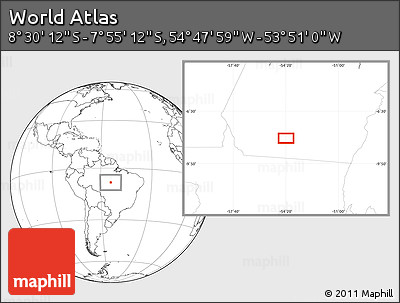 Blank Location Map of the Area around 8° 12' 42" S, 54° 19' 30" W