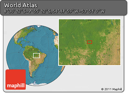 Satellite Location Map of the Area around 8° 12' 42" S, 54° 19' 30" W