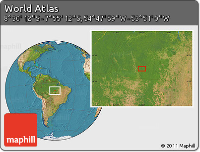 Satellite Location Map of the Area around 8° 12' 42" S, 54° 19' 30" W