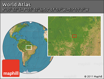 Satellite Location Map of the Area around 8° 12' 42" S, 54° 19' 30" W