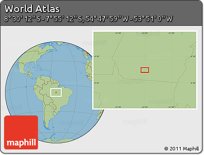 Savanna Style Location Map of the Area around 8° 12' 42" S, 54° 19' 30" W