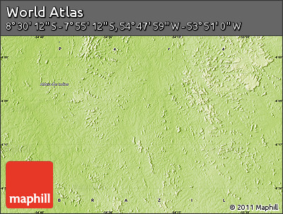 Physical Map of the Area around 8° 12' 42" S, 54° 19' 30" W