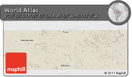 Shaded Relief Panoramic Map of the Area around 8° 12' 42" S, 54° 19' 30" W
