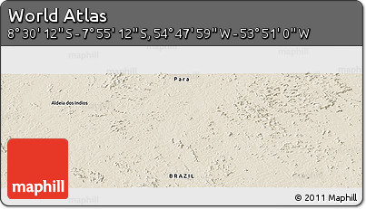 Shaded Relief Panoramic Map of the Area around 8° 12' 42" S, 54° 19' 30" W