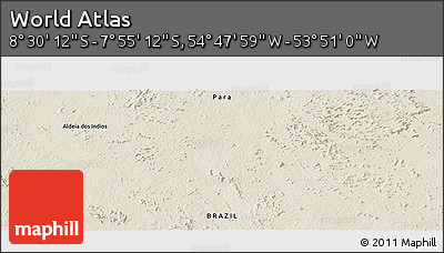 Shaded Relief Panoramic Map of the Area around 8° 12' 42" S, 54° 19' 30" W