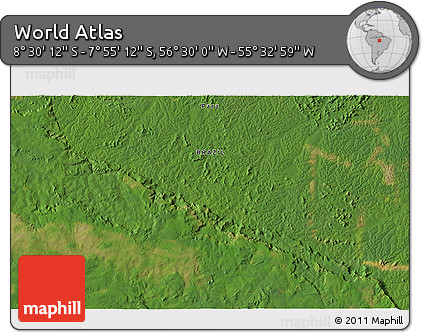 Satellite 3D Map of the Area around 8° 12' 42" S, 56° 1' 29" W