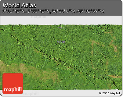 Satellite 3D Map of the Area around 8° 12' 42" S, 56° 1' 29" W