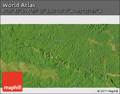 Satellite 3D Map of the Area around 8° 12' 42" S, 56° 1' 29" W