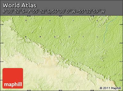 Physical Map of the Area around 8° 12' 42" S, 56° 1' 29" W