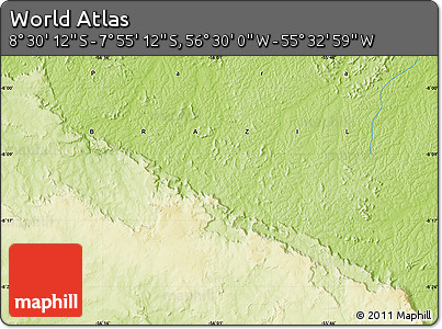 Physical Map of the Area around 8° 12' 42" S, 56° 1' 29" W