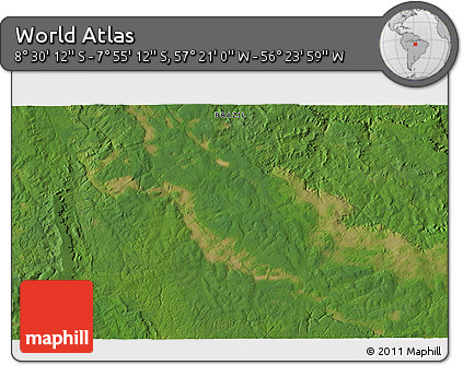Satellite 3D Map of the Area around 8° 12' 42" S, 56° 52' 30" W