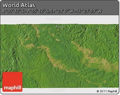 Satellite 3D Map of the Area around 8° 12' 42" S, 56° 52' 30" W