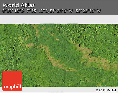 Satellite 3D Map of the Area around 8° 12' 42" S, 56° 52' 30" W