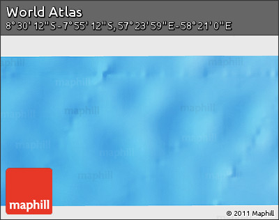 Physical 3D Map of the Area around 8° 12' 42" S, 57° 52' 30" E