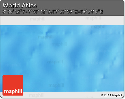 Shaded Relief 3D Map of the Area around 8° 12' 42" S, 57° 52' 30" E