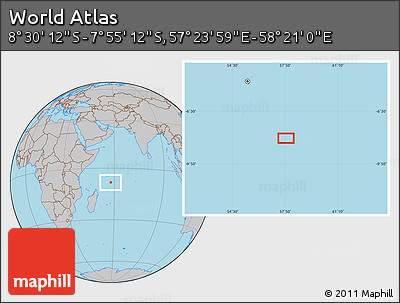 Gray Location Map of the Area around 8° 12' 42" S, 57° 52' 30" E