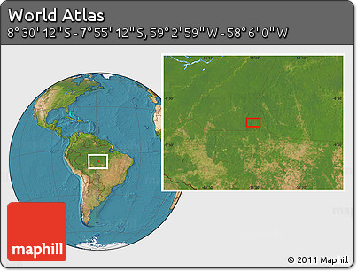 Satellite Location Map of the Area around 8° 12' 42" S, 58° 34' 30" W