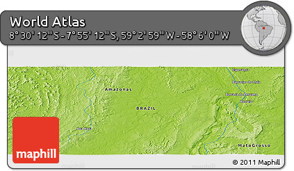 Physical Panoramic Map of the Area around 8° 12' 42" S, 58° 34' 30" W