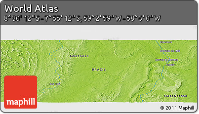 Physical Panoramic Map of the Area around 8° 12' 42" S, 58° 34' 30" W
