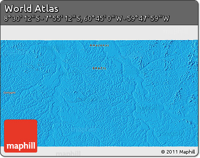 Political 3D Map of the Area around 8° 12' 42" S, 60° 16' 29" W