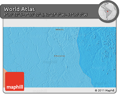 Political 3D Map of the Area around 8° 12' 42" S, 61° 58' 30" W