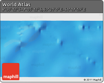 Shaded Relief 3D Map of the Area around 8° 12' 42" S, 63° 49' 30" E