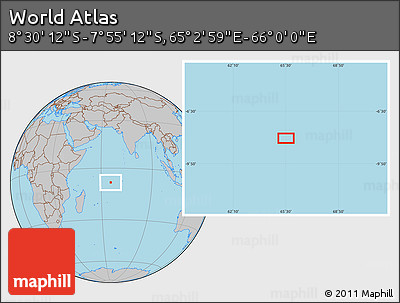 Gray Location Map of the Area around 8° 12' 42" S, 65° 31' 30" E