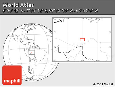 Blank Location Map of the Area around 8° 12' 42" S, 65° 22' 30" W
