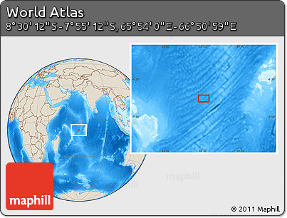 Shaded Relief Location Map of the Area around 8° 12' 42" S, 66° 22' 30" E