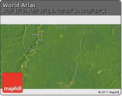 Satellite 3D Map of the Area around 8° 12' 42" S, 67° 4' 29" W