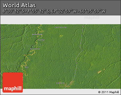 Satellite 3D Map of the Area around 8° 12' 42" S, 67° 4' 29" W