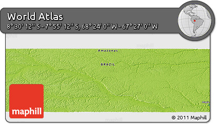 Physical Panoramic Map of the Area around 8° 12' 42" S, 67° 55' 30" W