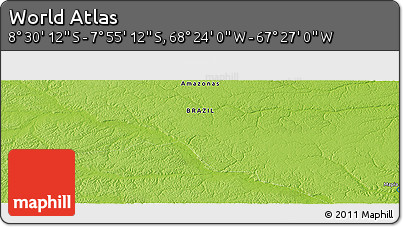 Physical Panoramic Map of the Area around 8° 12' 42" S, 67° 55' 30" W