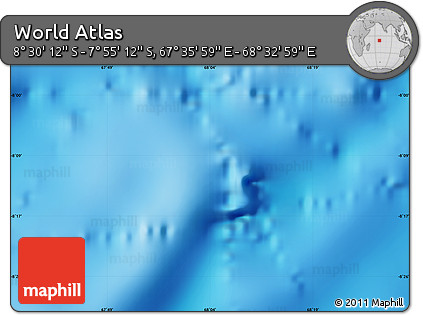 Physical Map of the Area around 8° 12' 42" S, 68° 4' 29" E