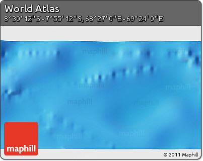 Physical 3D Map of the Area around 8° 12' 42" S, 68° 55' 30" E