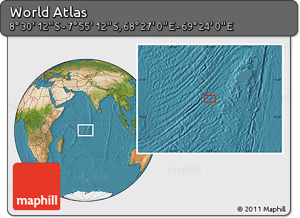 Satellite Location Map of the Area around 8° 12' 42" S, 68° 55' 30" E