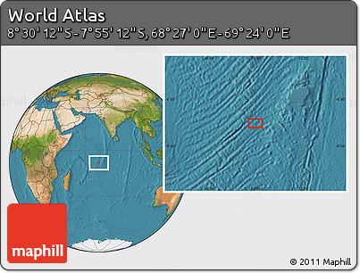 Satellite Location Map of the Area around 8° 12' 42" S, 68° 55' 30" E