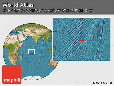 Satellite Location Map of the Area around 8° 12' 42" S, 68° 55' 30" E
