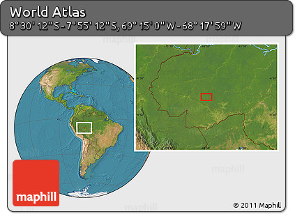 Satellite Location Map of the Area around 8° 12' 42" S, 68° 46' 30" W