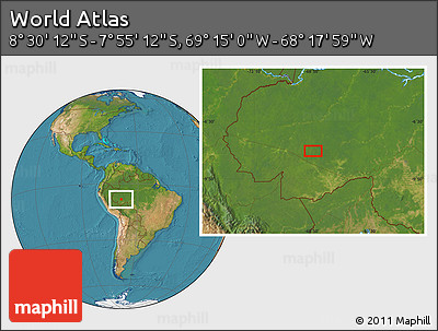 Satellite Location Map of the Area around 8° 12' 42" S, 68° 46' 30" W