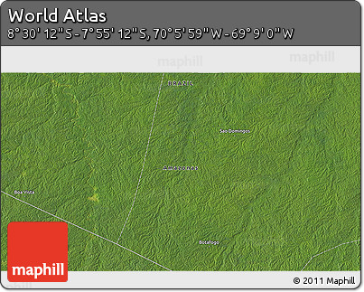 Satellite 3D Map of the Area around 8° 12' 42" S, 69° 37' 30" W