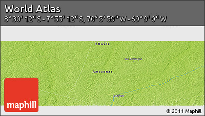 Physical Panoramic Map of the Area around 8° 12' 42" S, 69° 37' 30" W