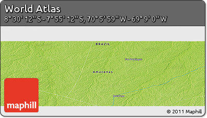 Physical Panoramic Map of the Area around 8° 12' 42" S, 69° 37' 30" W