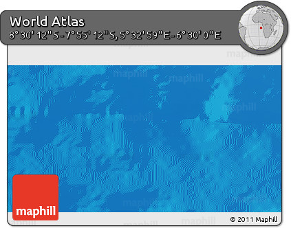 Shaded Relief 3D Map of the Area around 8° 12' 42" S, 6° 1' 30" E